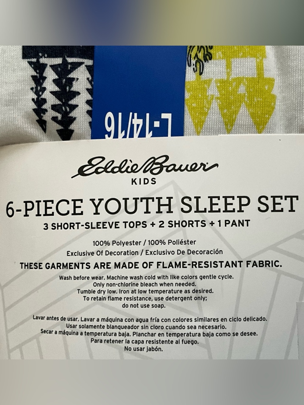 6 Pc Eddie Bauer Set Boys Pajama Shirt Pants Shorts Size 14-16 - Picture 4 of 5